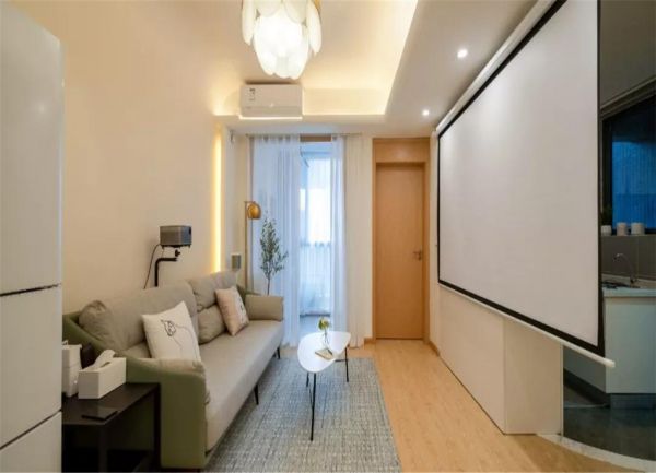 81平的简约风公寓，客厅用投影来代替电视