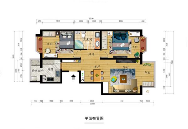 宏鑫家园90平米俩居室现代风格案例
