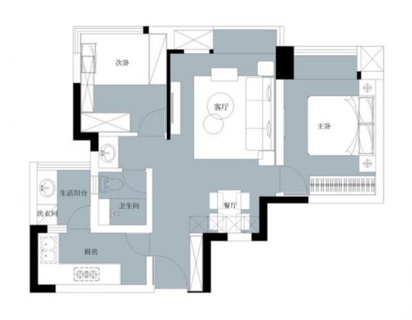 70㎡紧凑小户型，清爽利落的风格设计