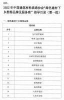 中国建筑材料流通协会绿色建材下乡推荐品牌及服务商指导目录(第一批)的通知