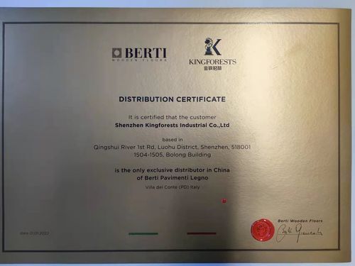  Berti品牌全球首张独家授权书