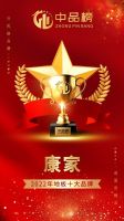 荣耀登榜|康家地板荣获2022年“中品榜”地板十大品牌