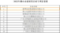 重磅！箭牌实力荣登2022年佛山市建材类企业专利富豪榜榜首